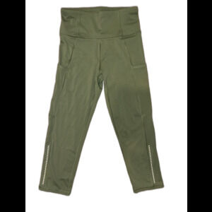 Kyodan Olive Green High-Waist Leggings | XS Petite | Side Pockets | Reflective